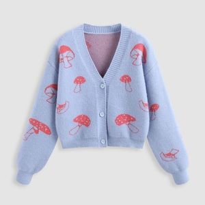 Cider Mushroom Pattern Cardigan, Large